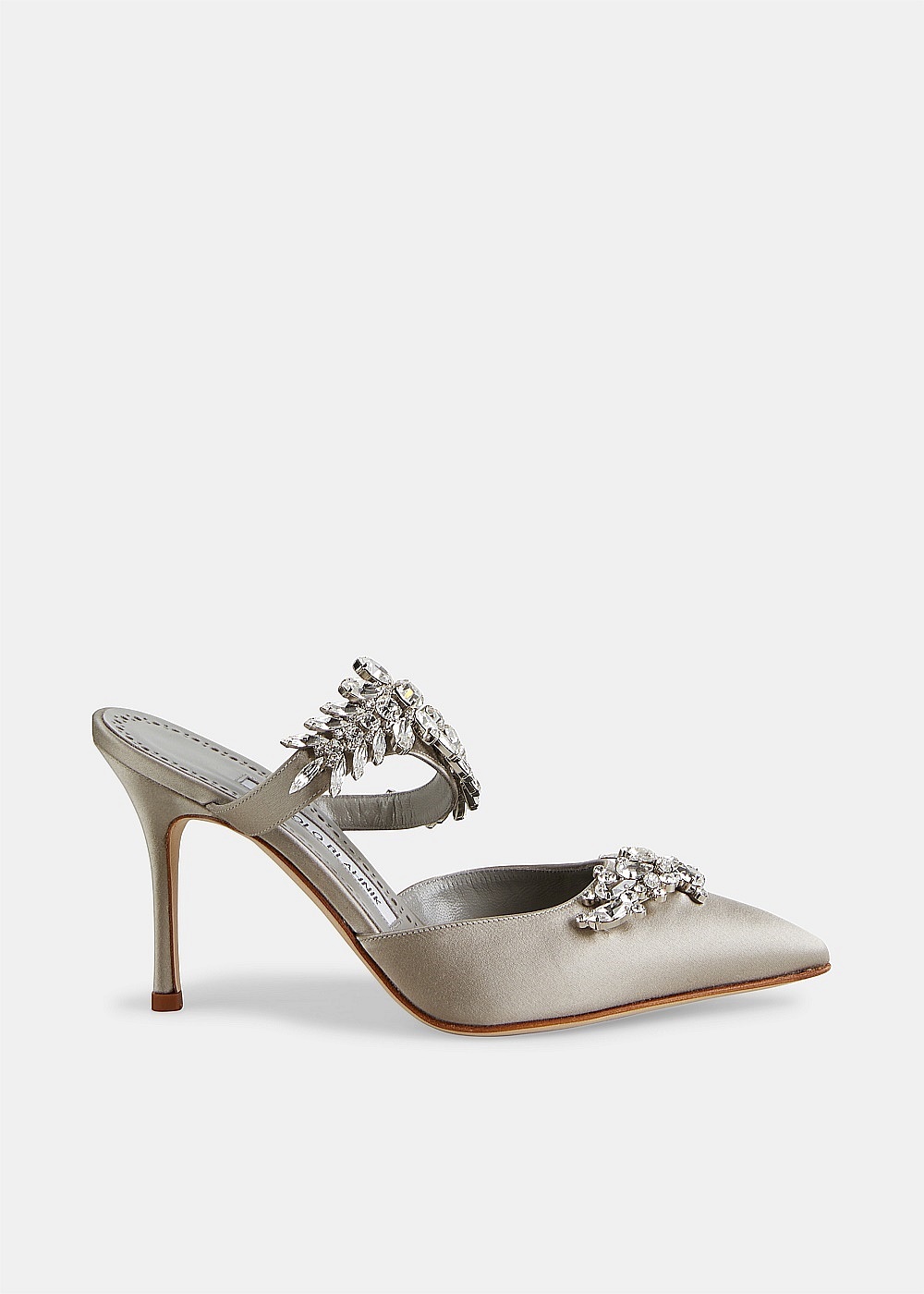 Light Grey Lurum Crystal Embellished Mules - 1