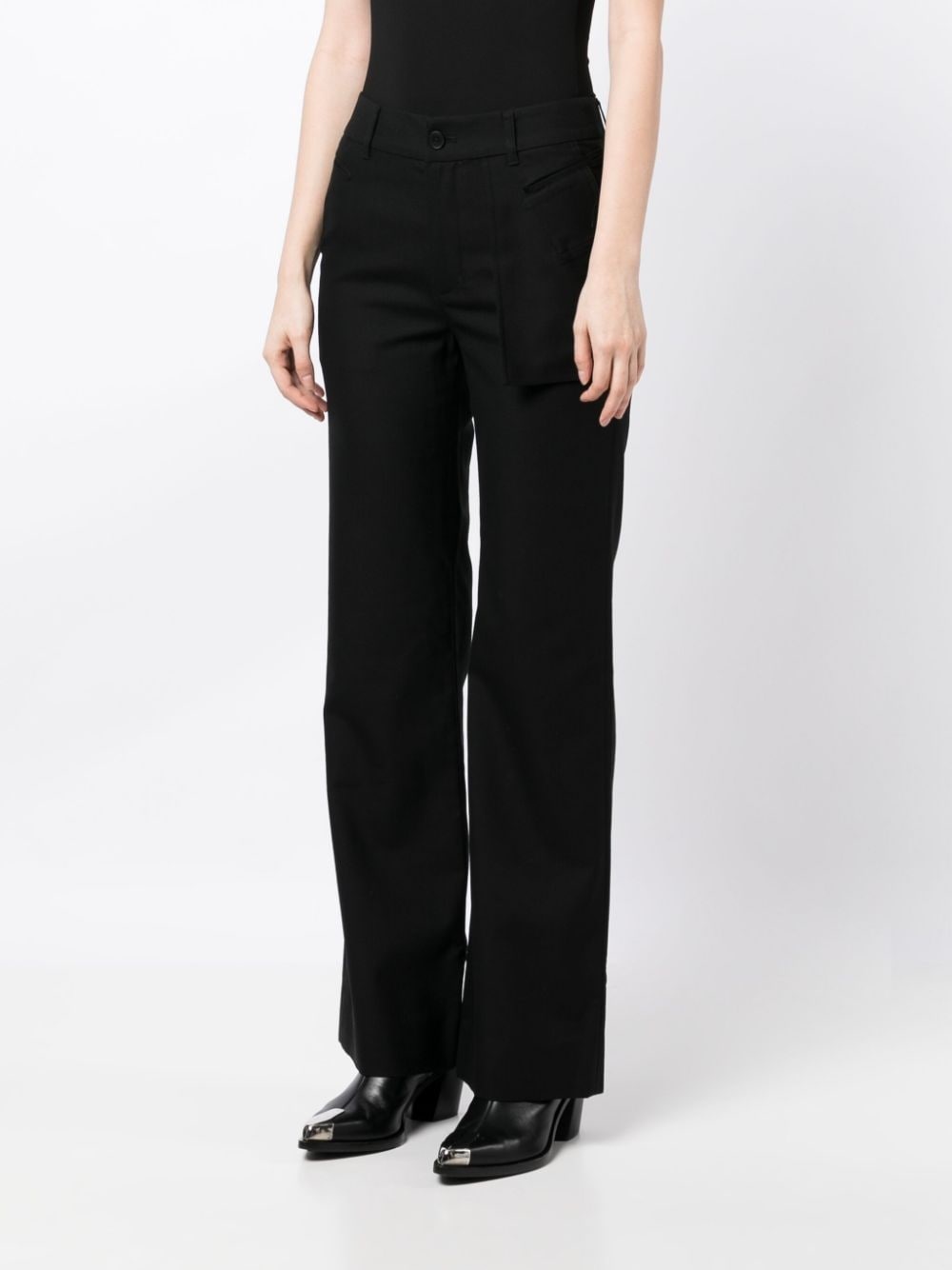 mid-rise button-fastening flared trousers - 3