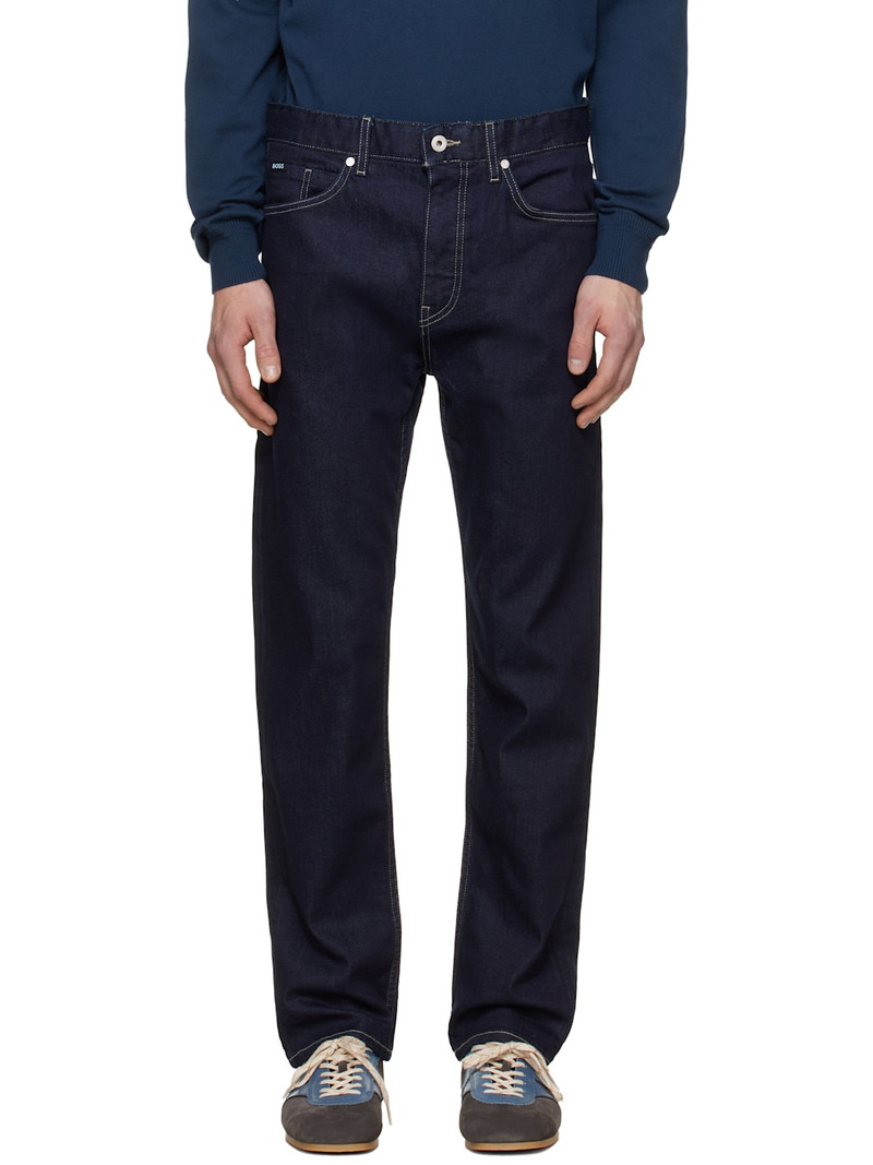 Navy Straight-Fit Stretch Jeans 1