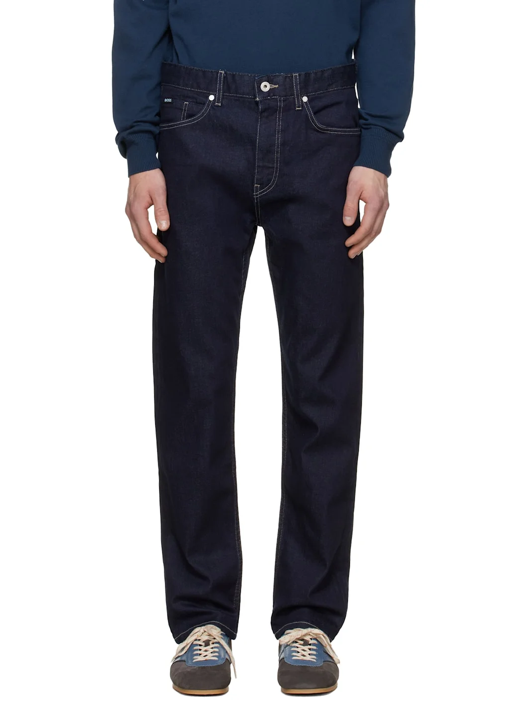 Navy Straight-Fit Stretch Jeans - 1