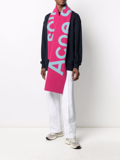 Acne Studios oversized jacquard logo scarf outlook