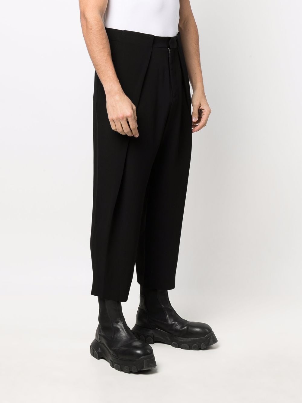 side folded crepe cropped trousers - 3