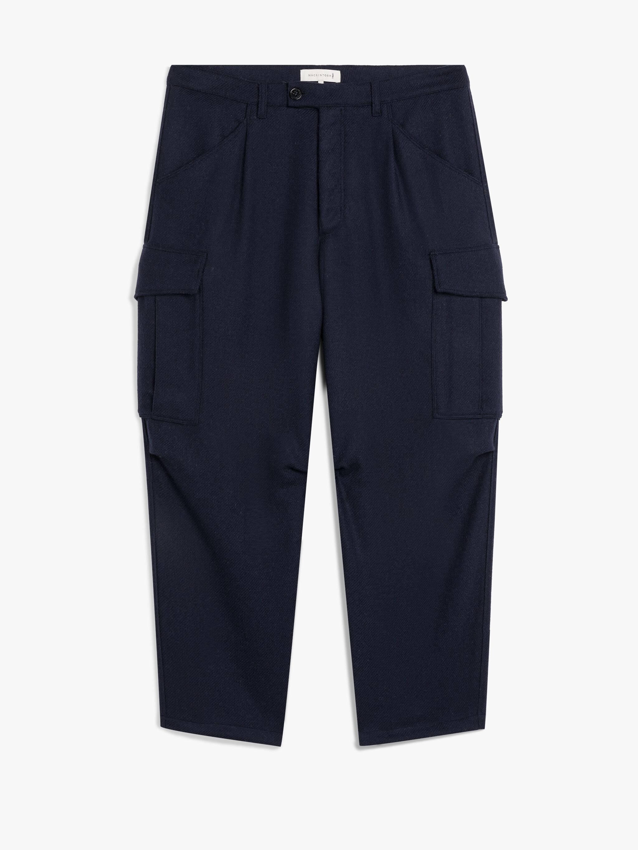 NAVY WOOL CARGO TROUSERS - 1