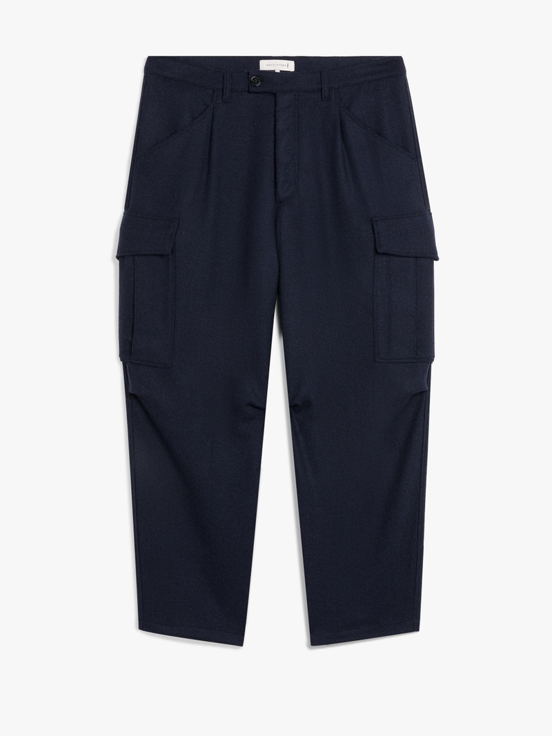 NAVY WOOL CARGO TROUSERS 1