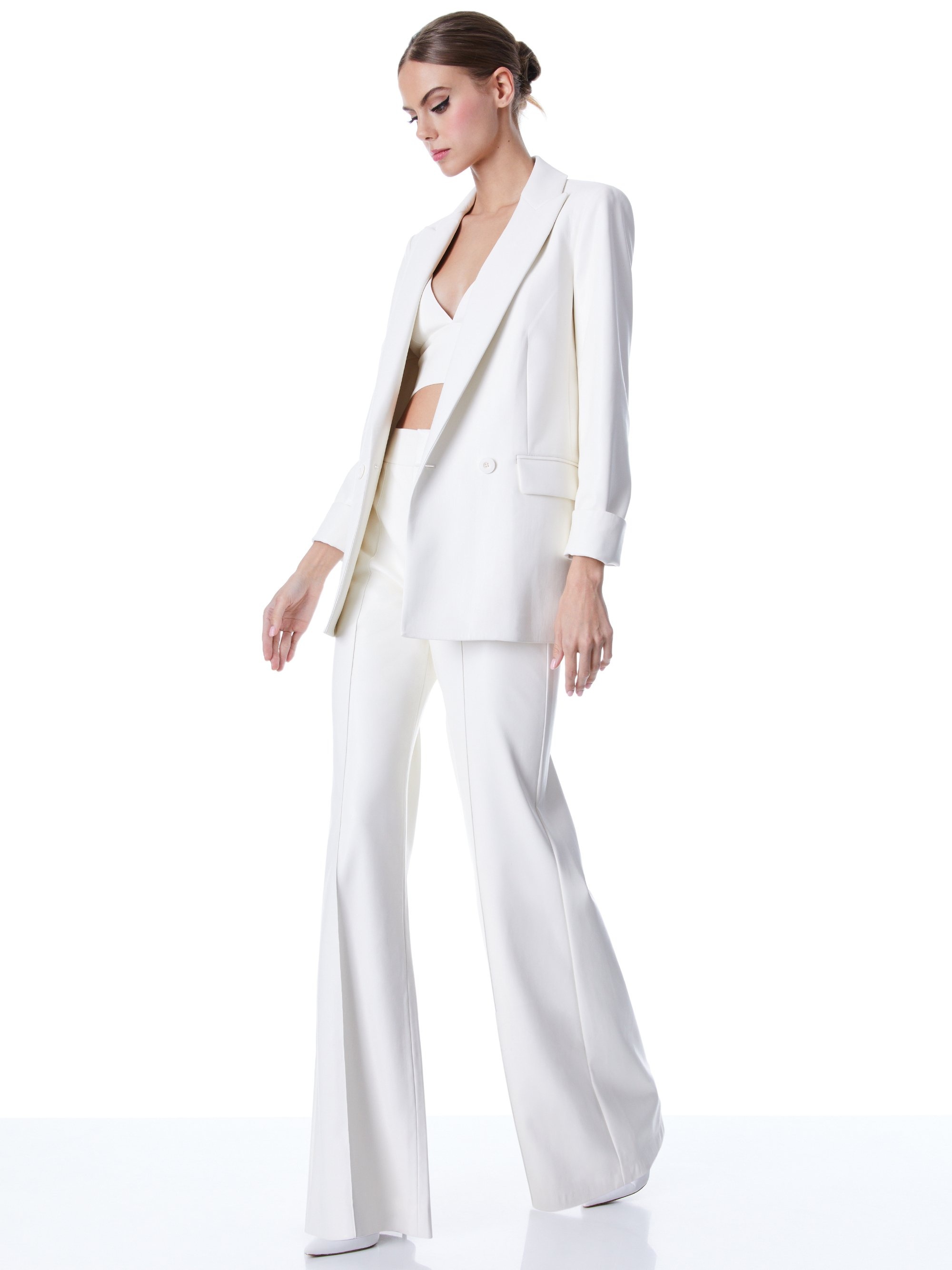 JUSTIN VEGAN LEATHER DOUBLE BREASTED BLAZER - 6