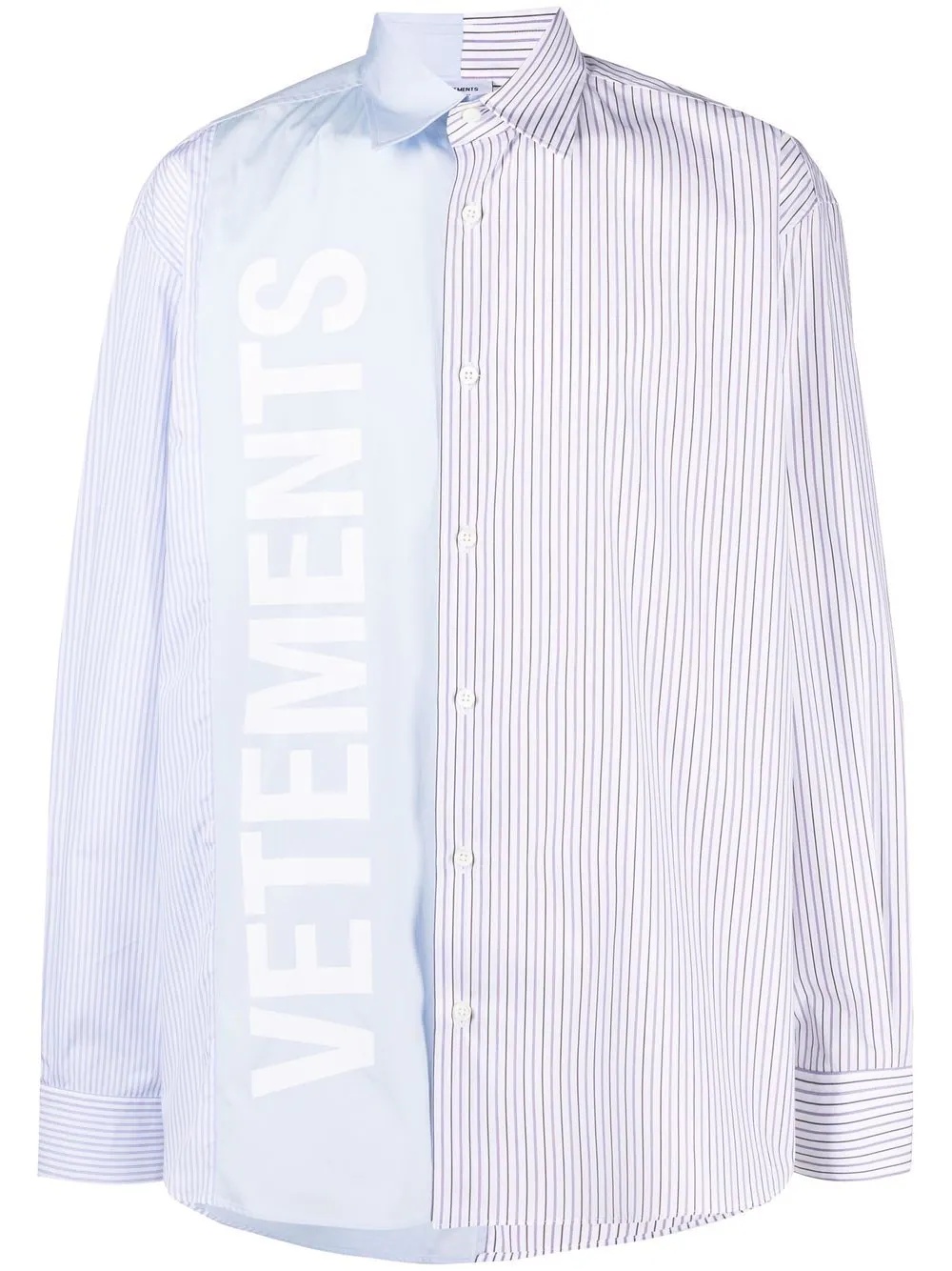 logo-print striped shirt - 1