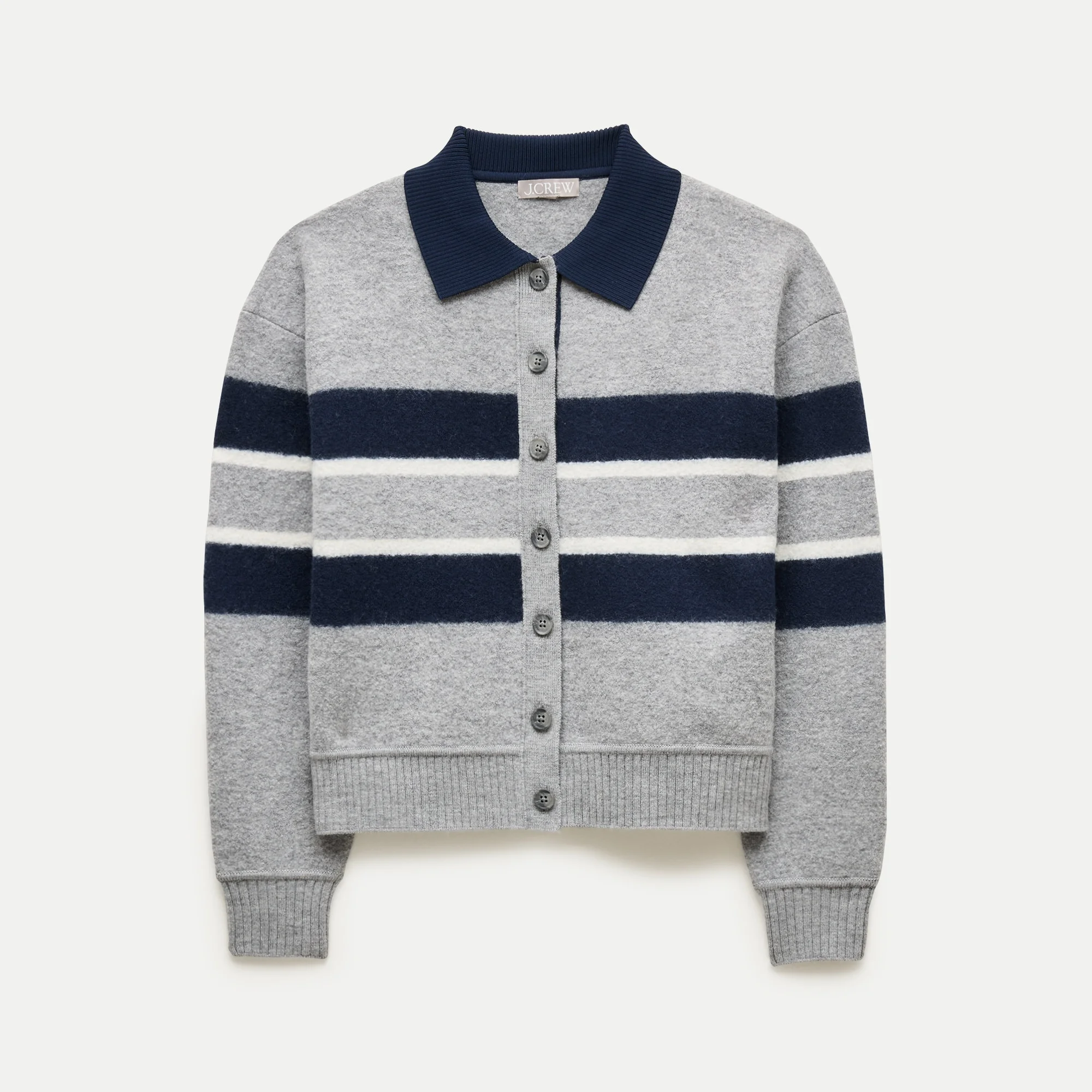 Rugby sweater-jacket in boiled merino wool - 1
