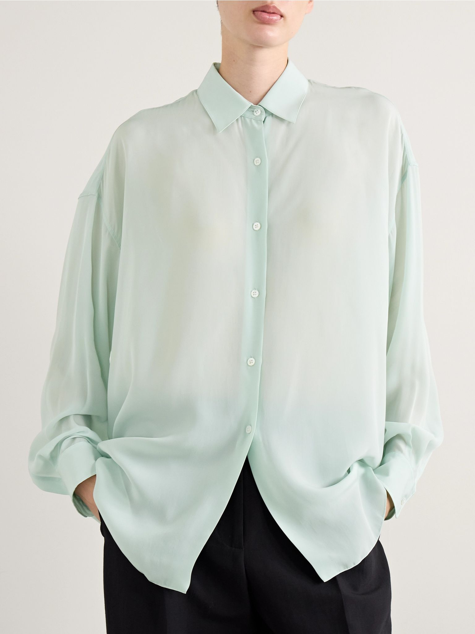 Caster chiffon shirt Gray green - 3