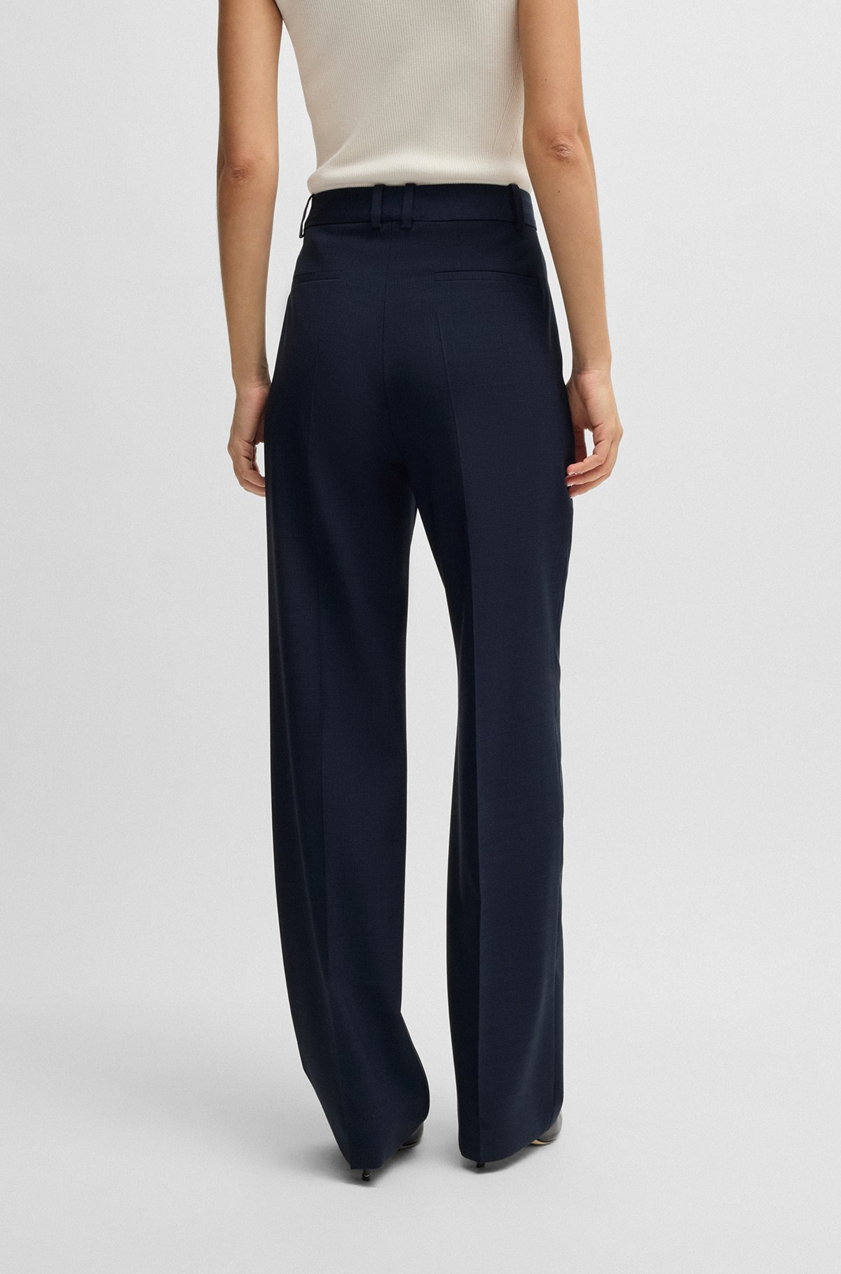 REGULAR-FIT TROUSERS IN MICRO-CHECK VIRGIN WOOL - 4