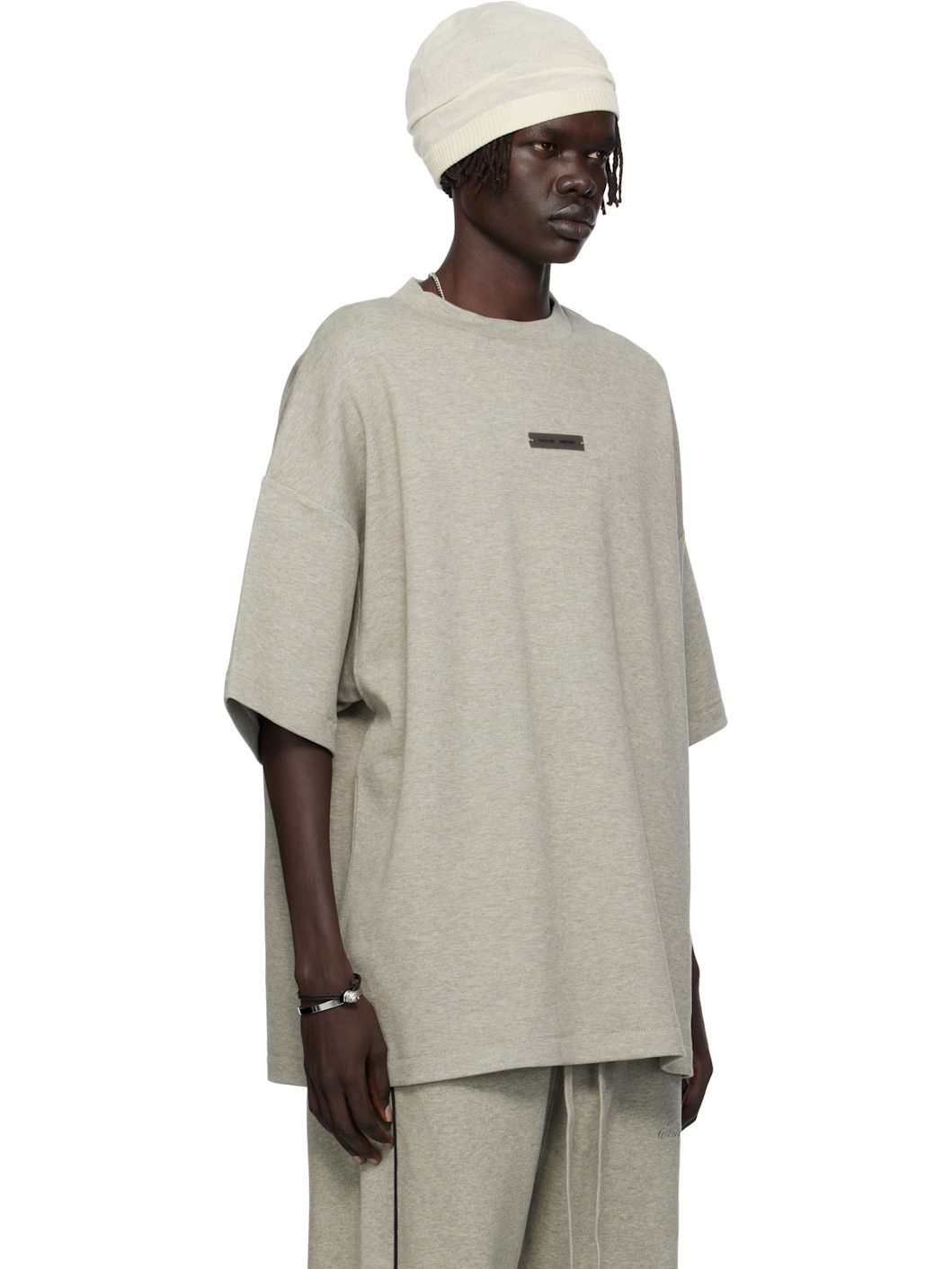 Gray 90s Fit Piqué Crewneck T-shirt - 2
