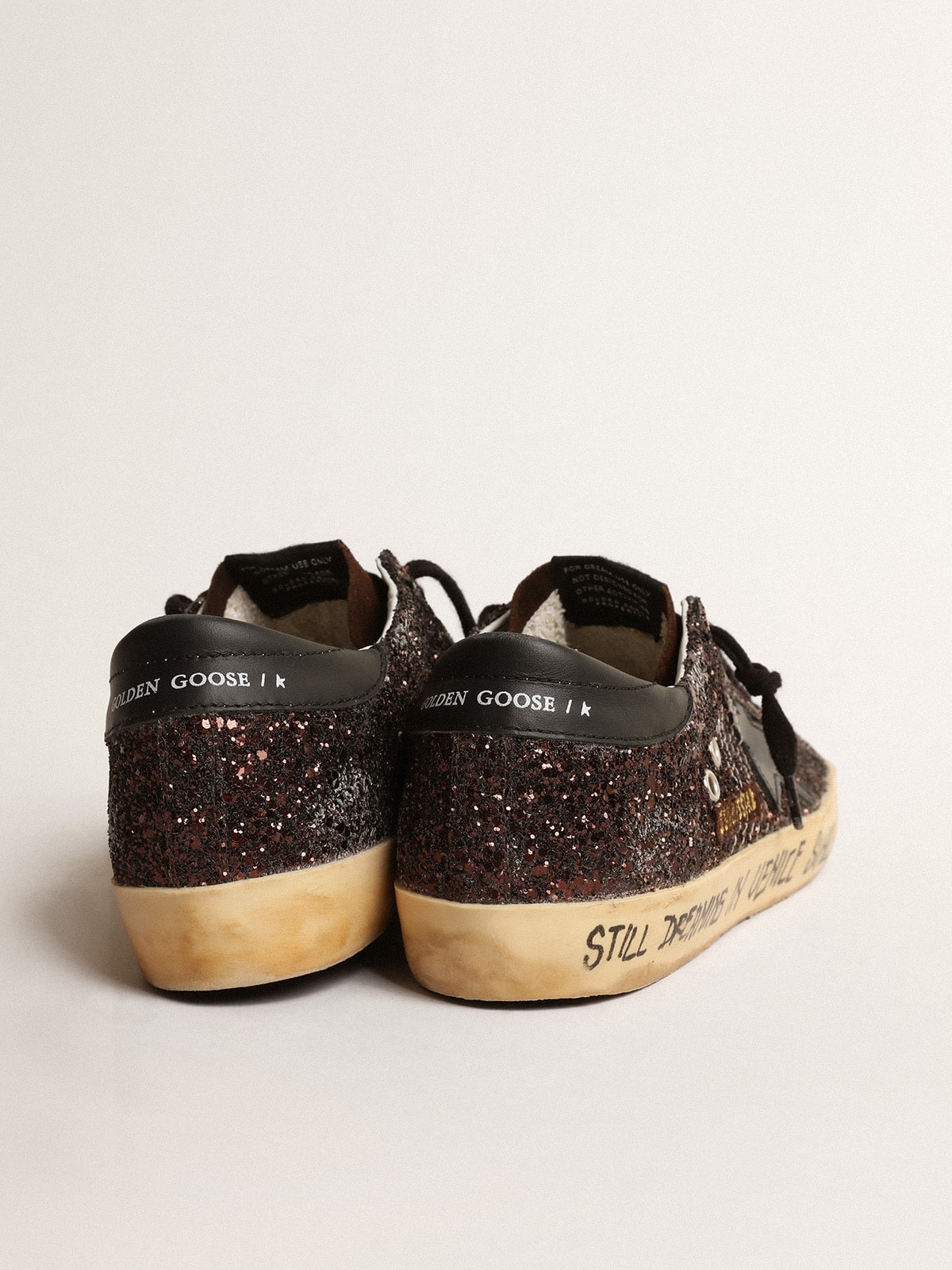 Super-Star in brown glitter with black leather star and heel tab - 4