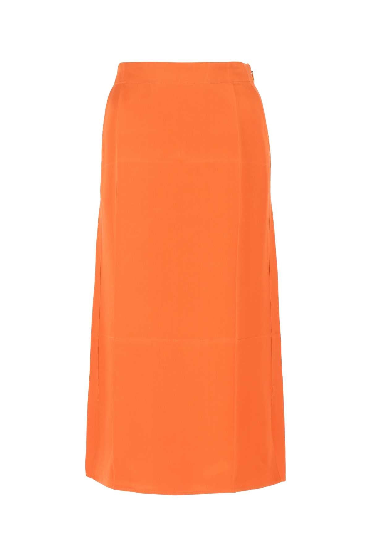 Loewe Women Orange Satin Skirt - 1
