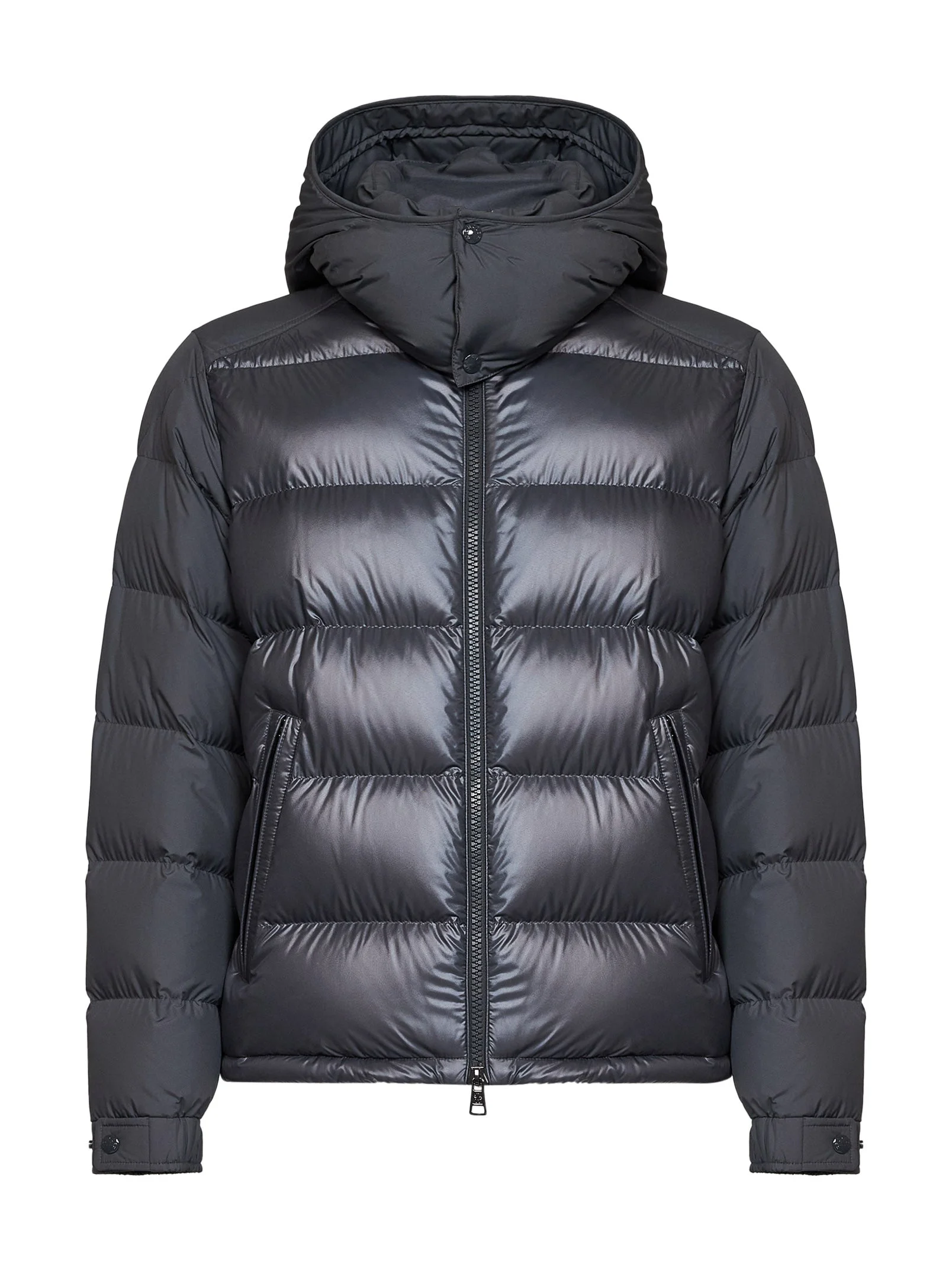 Dark grey Moncler Maya short hooded down jacket - 1
