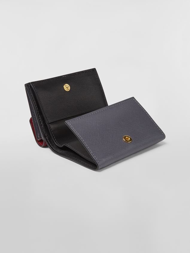 TRI-FOLD WALLET IN BLACK RED AND BEIGE SAFFIANO LEATHER - 5