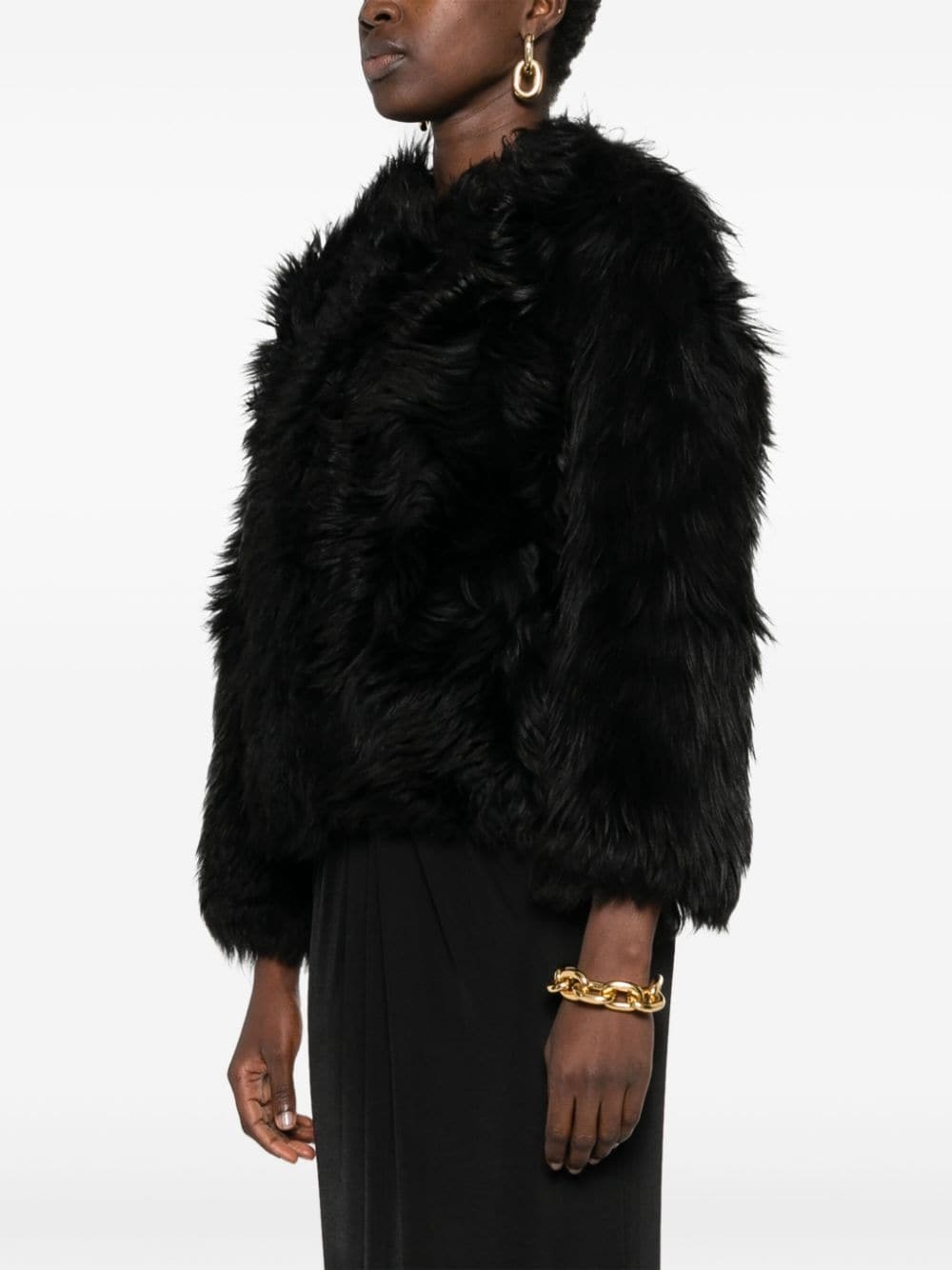 shearling fur jacket - 3