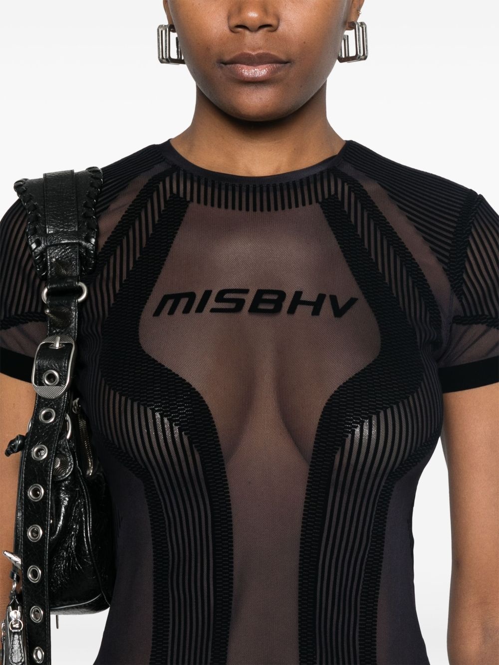 flocked mesh T-shirt - 5