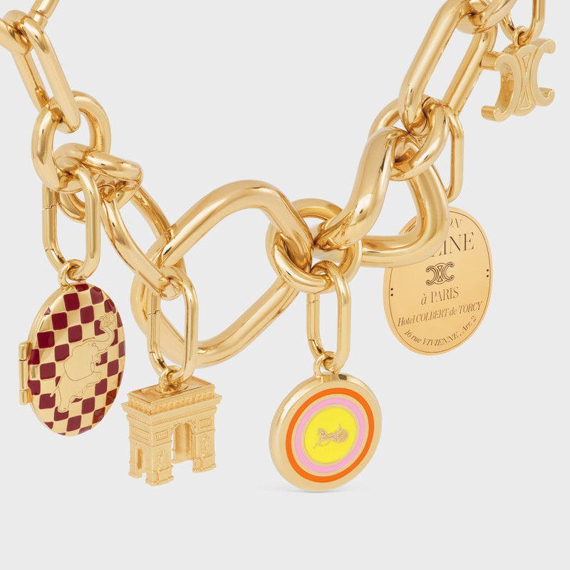 CELINE Celine Charms Sulky Medal in Enamel and Brass with Gold Finish outlook