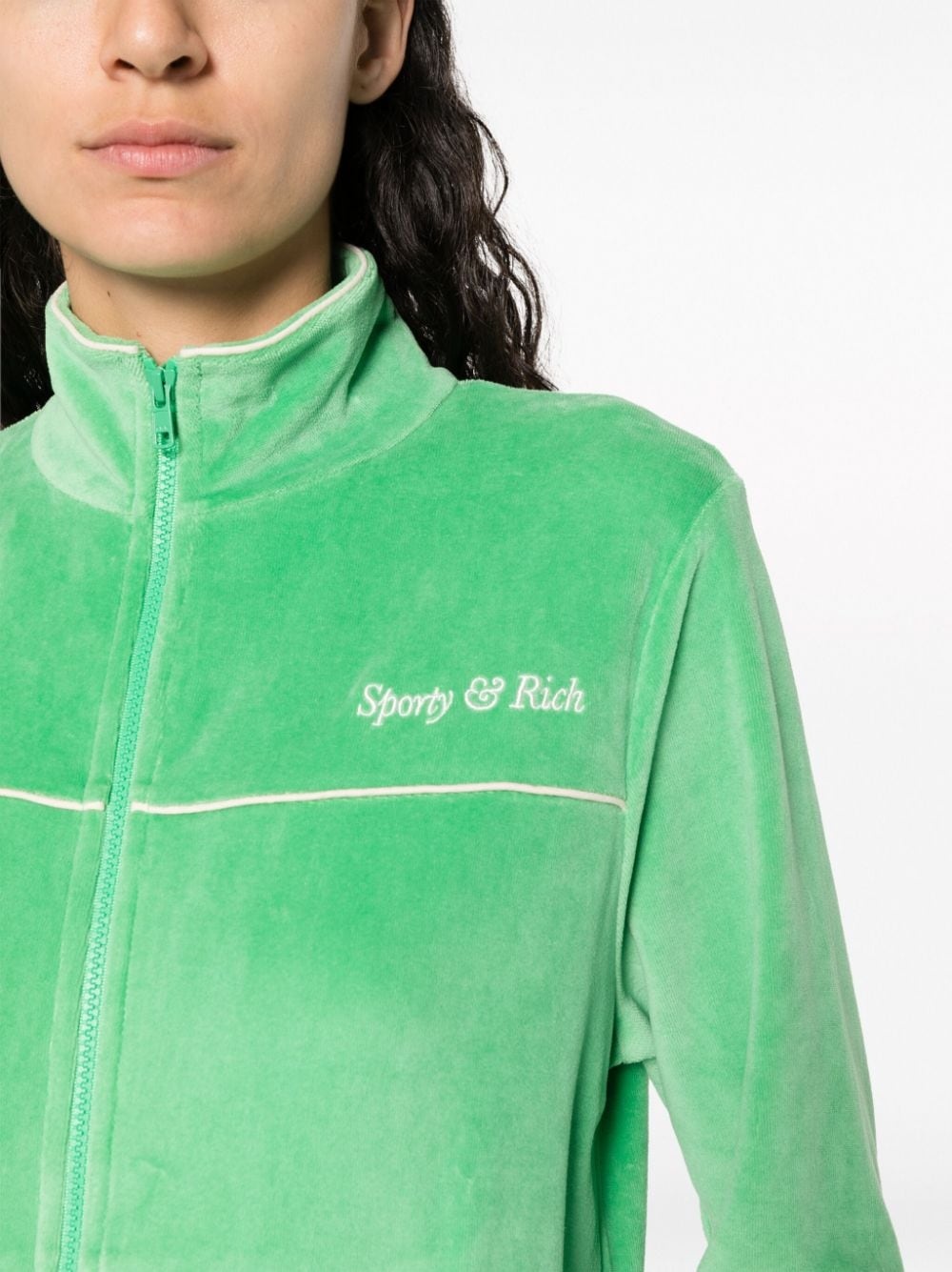 towelling-finish embroidered-logo jacket - 5