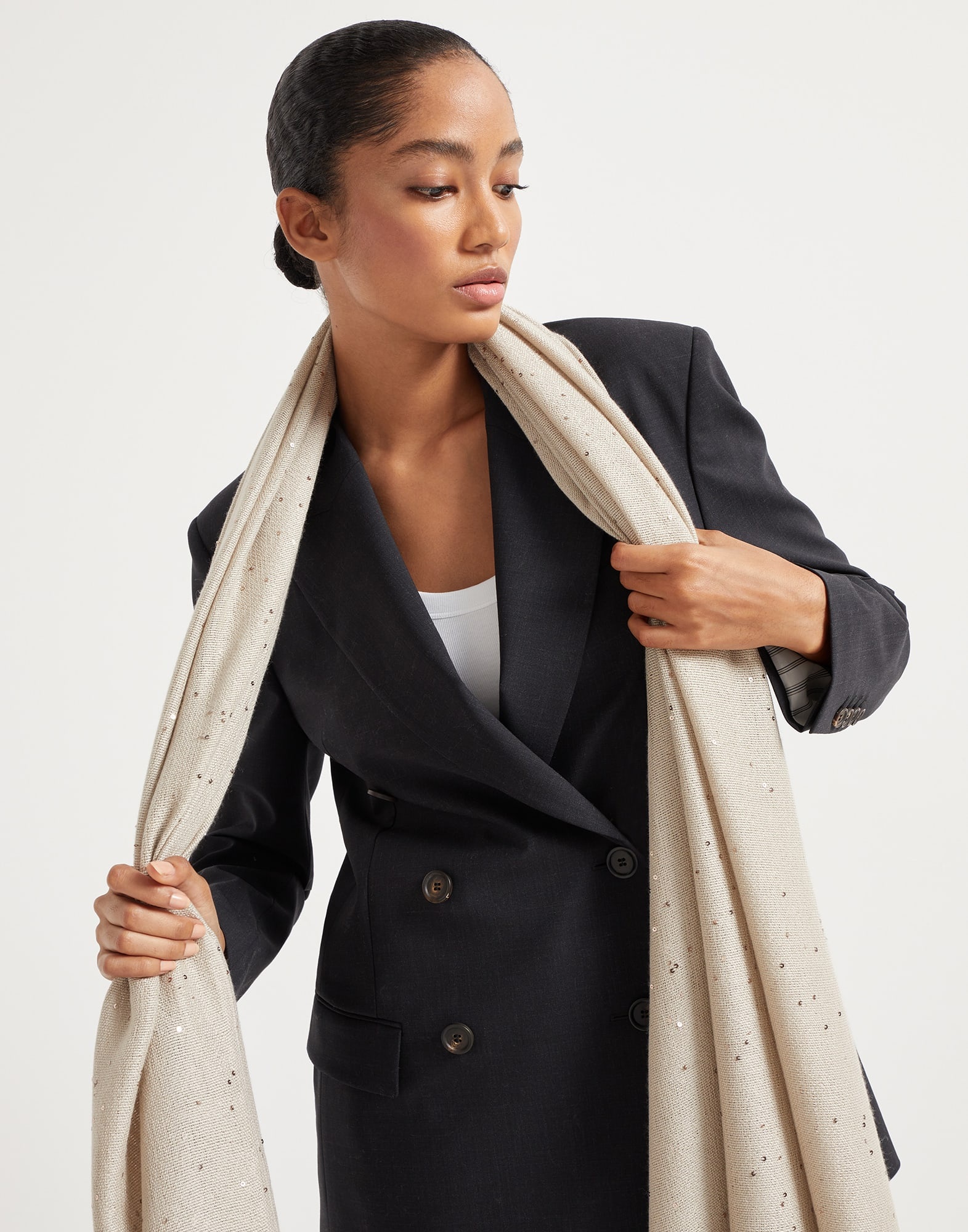 Cashmere and silk Diamond yarn scarf - 4