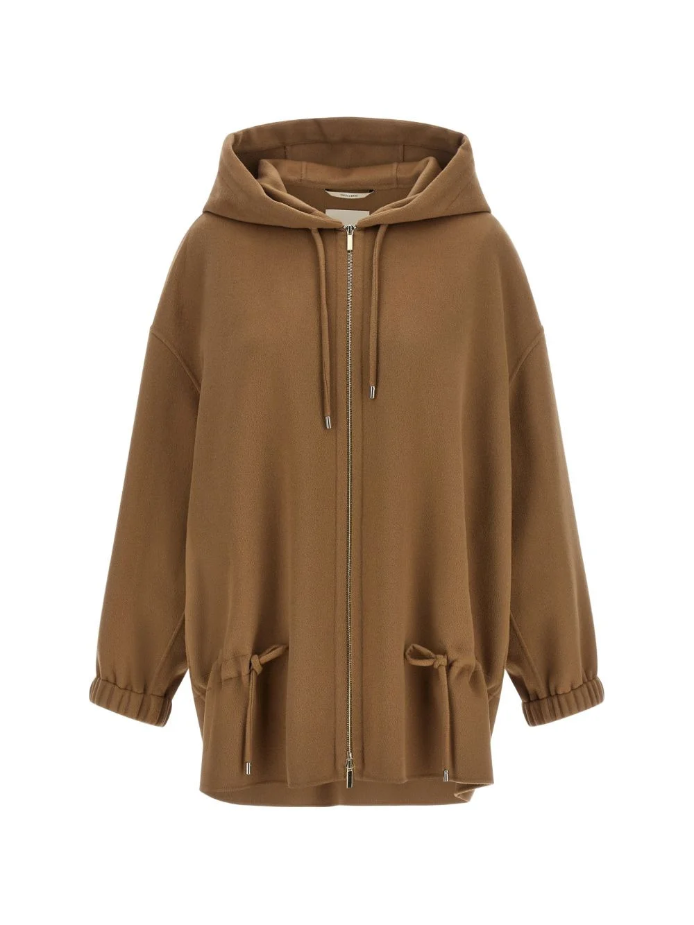 hooded drawstring coat - 1
