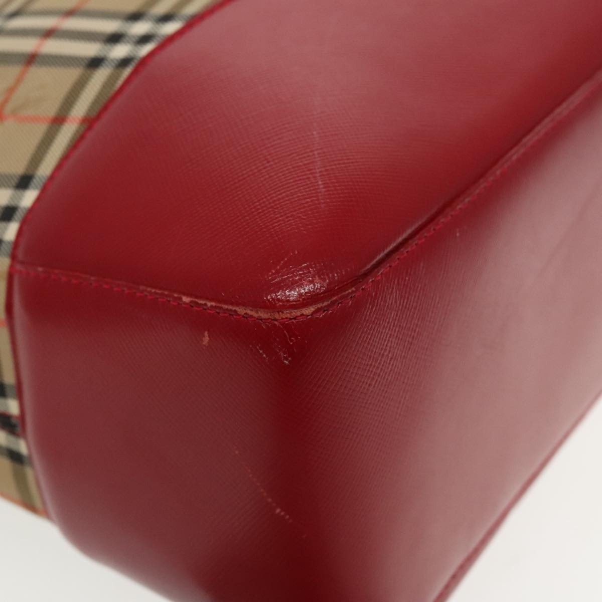 Burberry Nova Check Tote Bag Canvas Red Beige - 15
