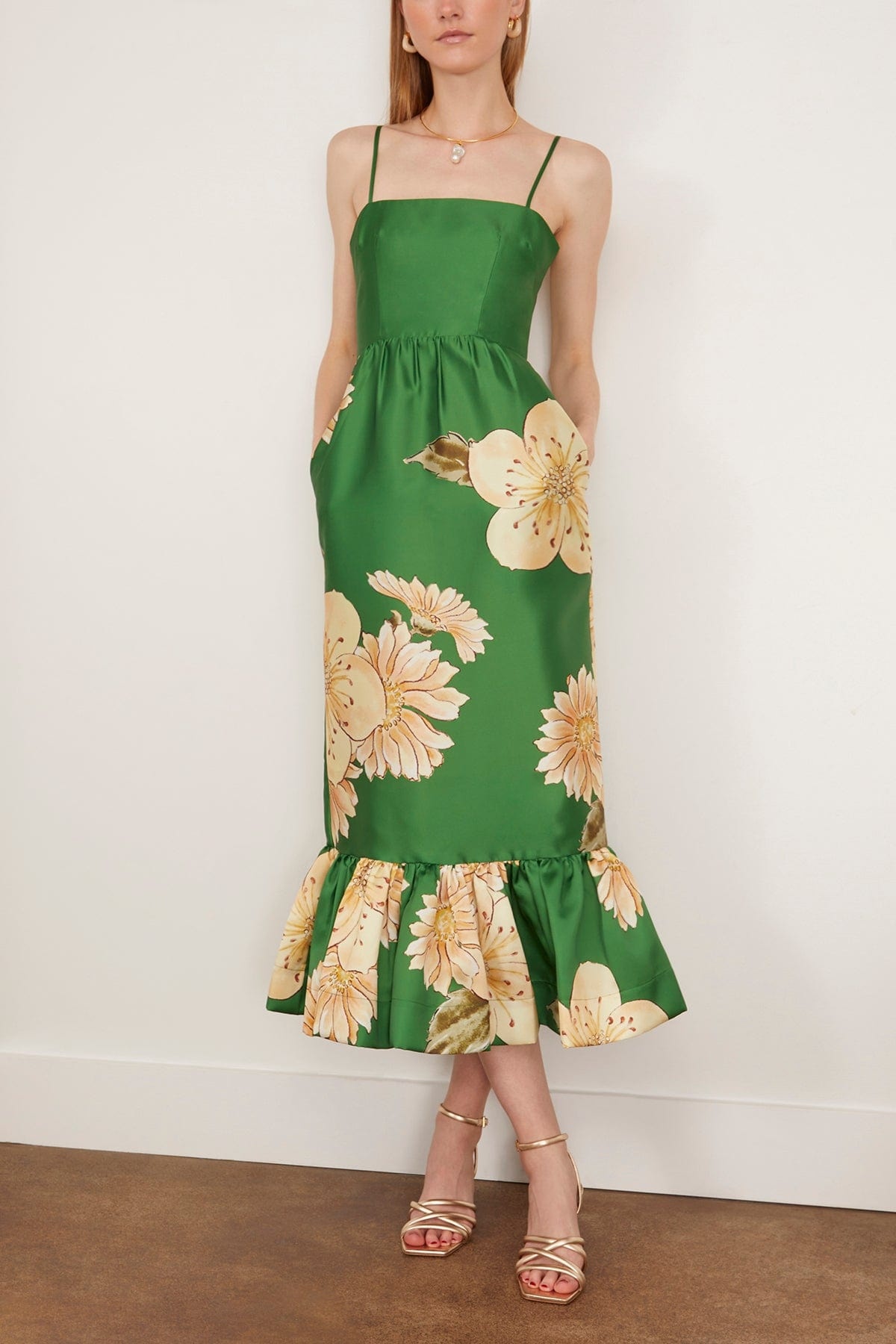 Sage Midi Dress in Green - 3