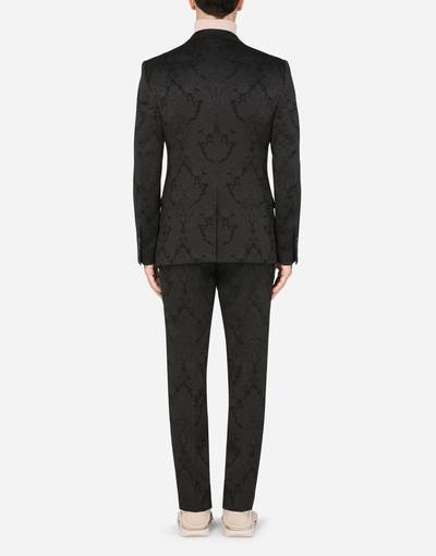 Dolce & Gabbana Floral jacquard Martini-fit suit with patch outlook