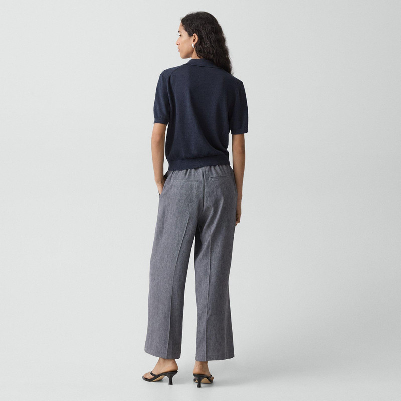 Theory Classic Straight Pull-On Pant in Fluid Linen outlook