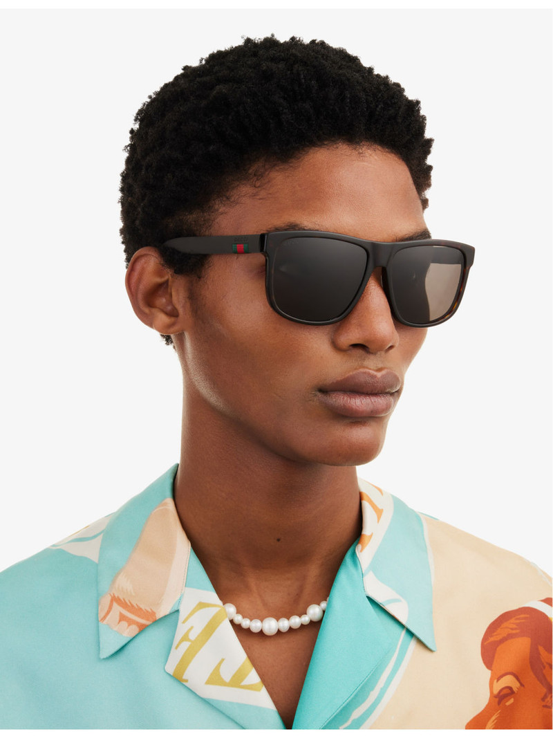 GUCCI Gg0010 rectangle-frame sunglasses outlook