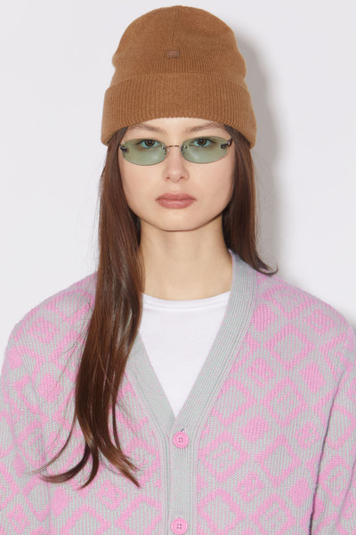 Acne Studios Micro face patch beanie - Toffee brown outlook