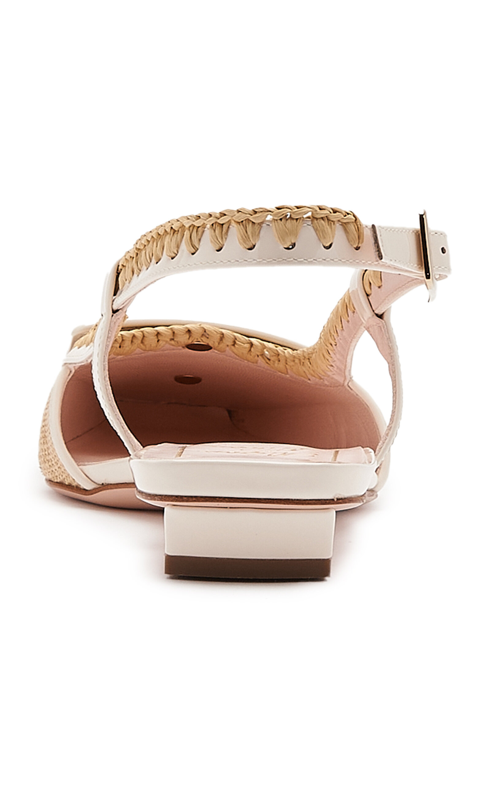 Belle Vivier Braided Lacquered-Buckle Detail Slingback Flats neutral - 4