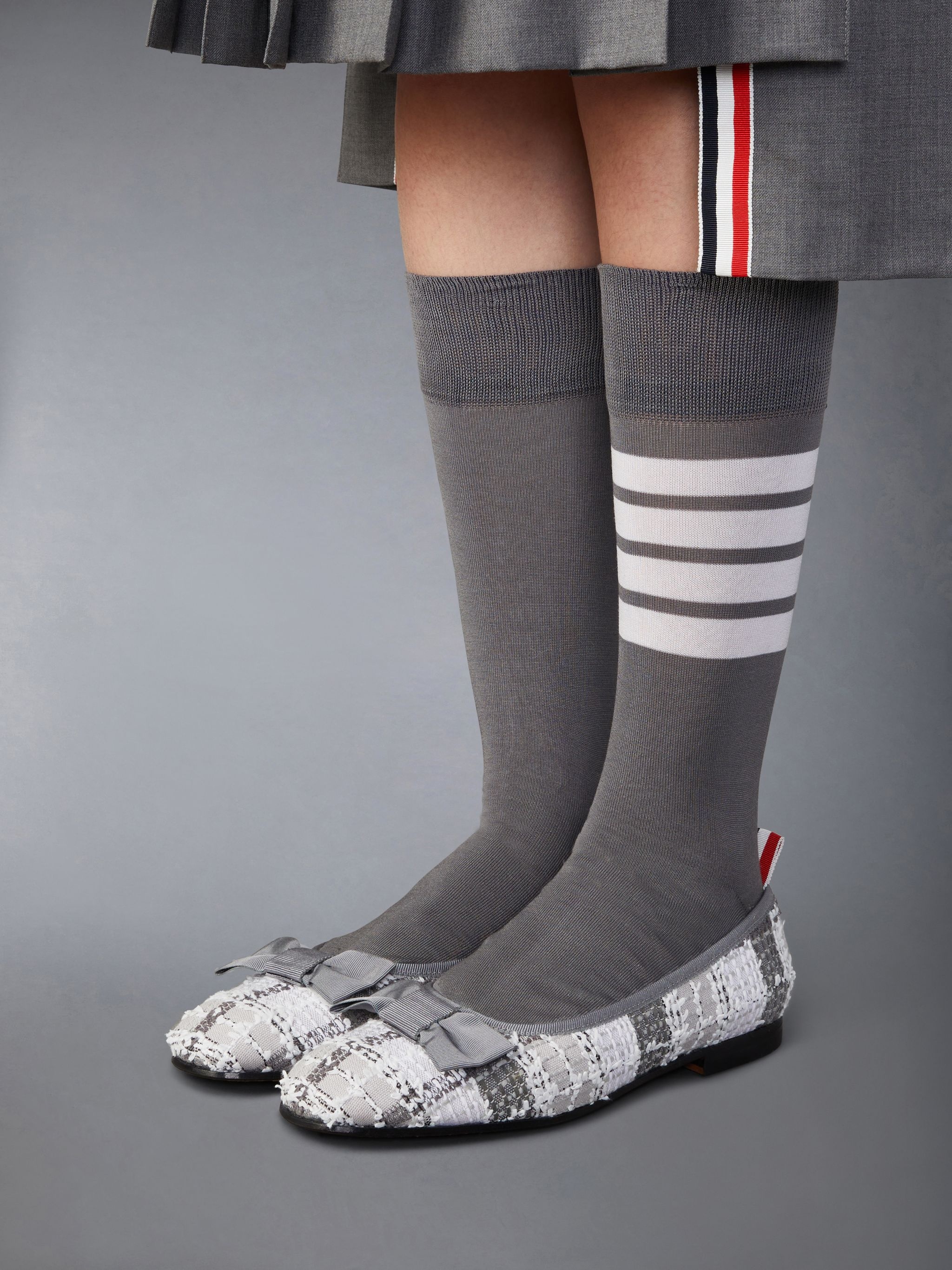 Tartan Tweed Leather Sole Opera Ballerina - 4