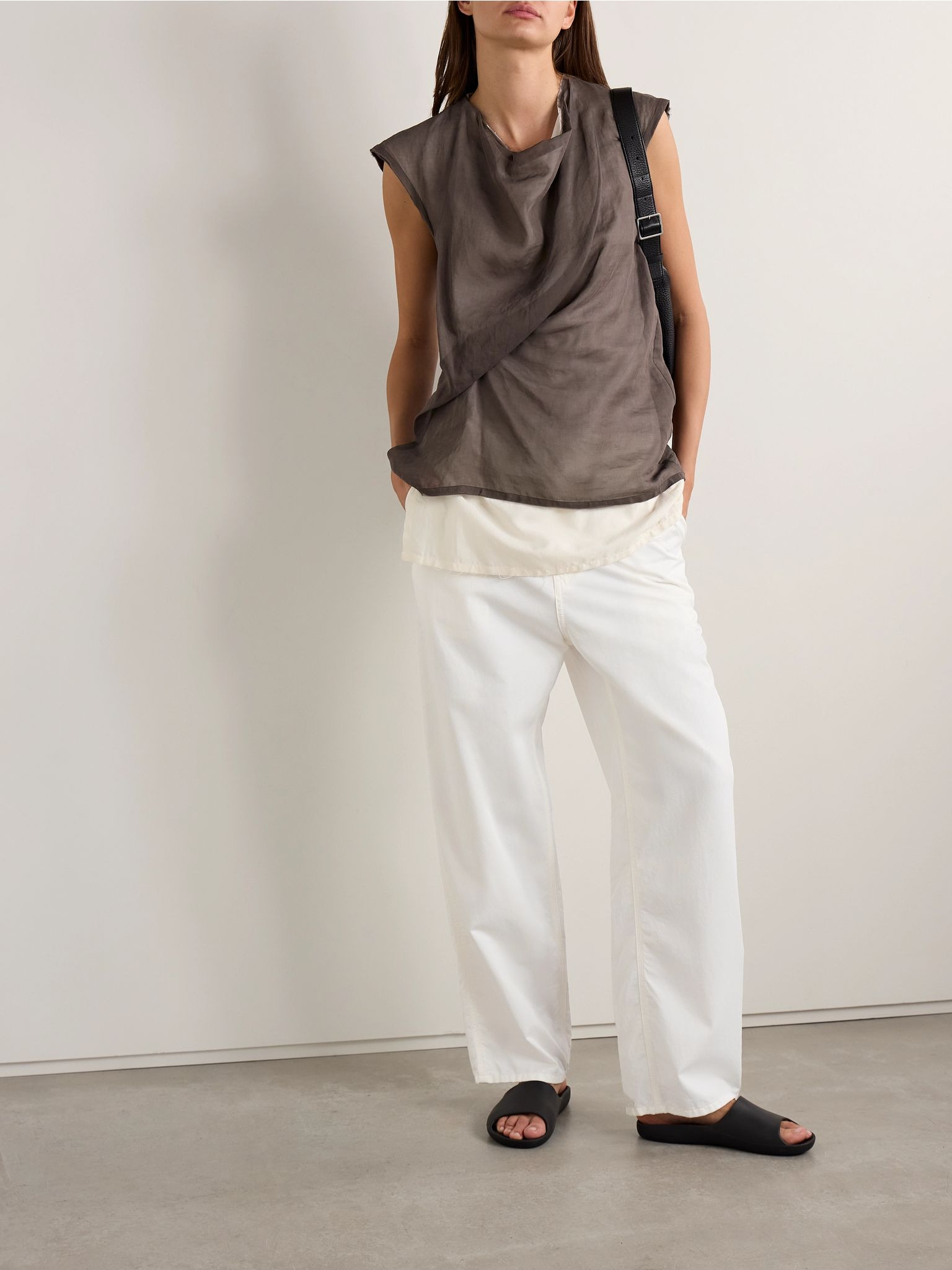 Sharka cotton and cashmere-blend twill wide-leg pants White - 2