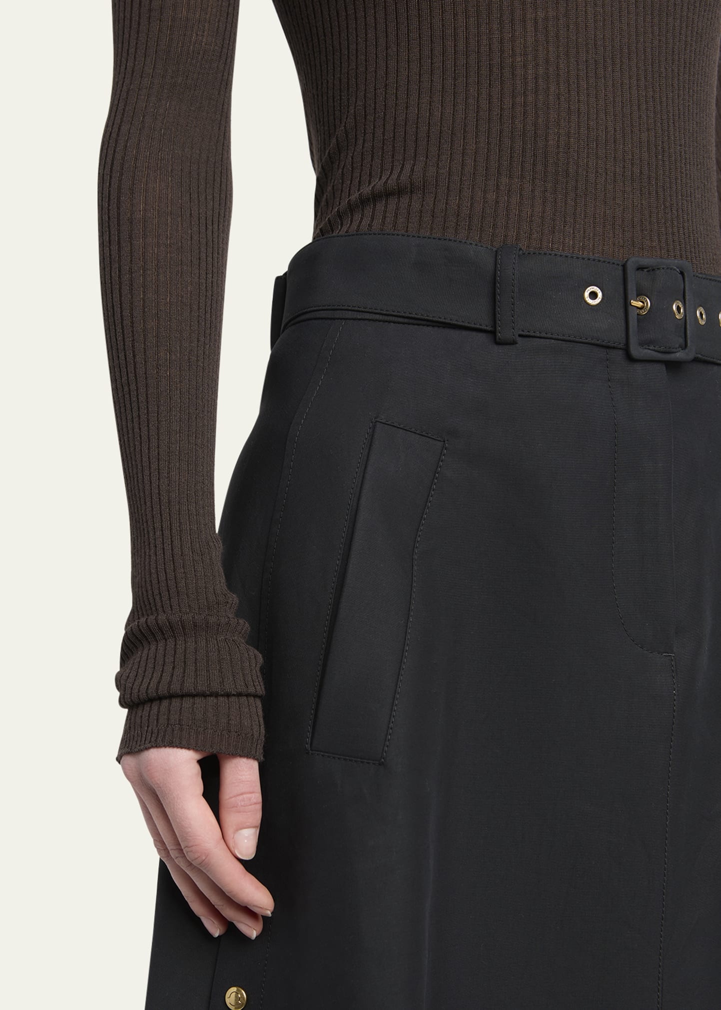 Long-Sleeve Fine Rib Polo Top - 5