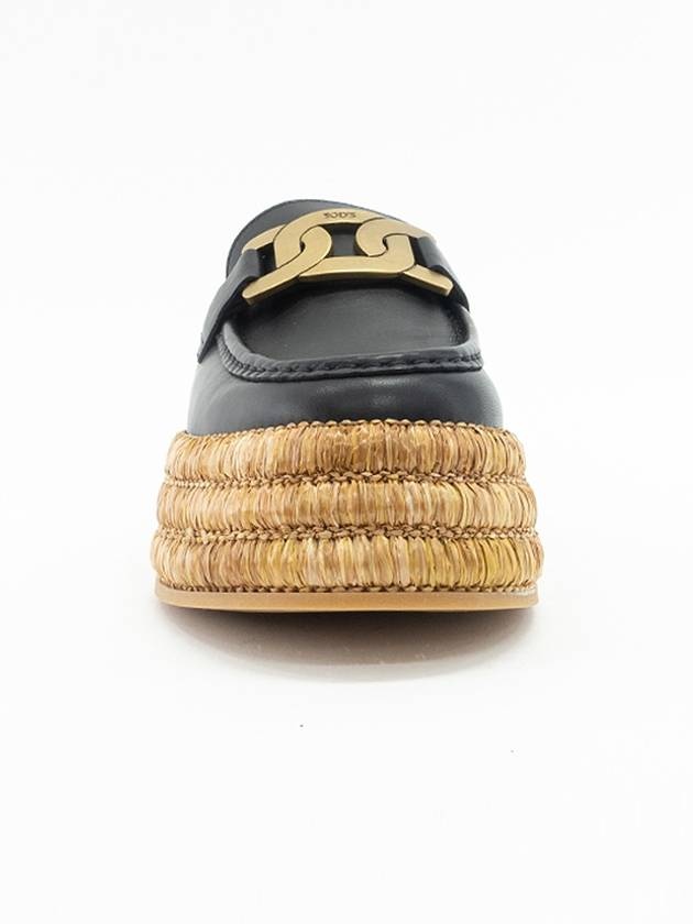 Kate Logo Leather Raffia Bloafer Black - 4