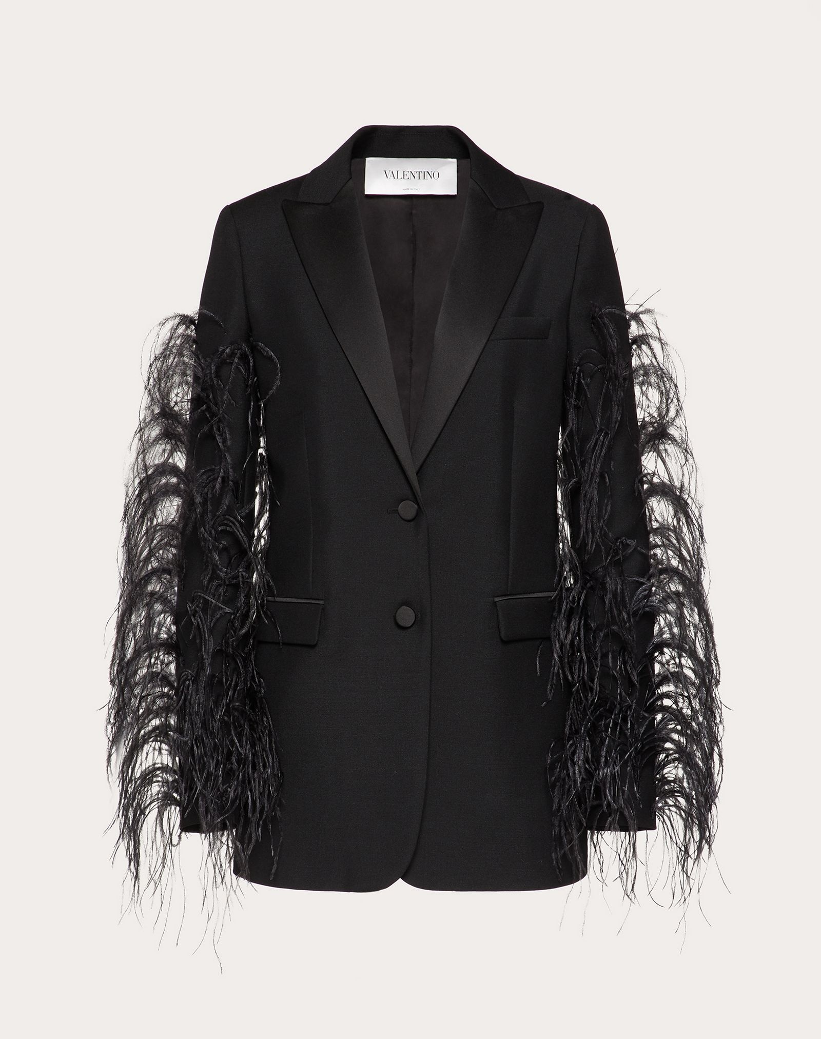 Wool and Mohair-Blend Jacket with Feather Embroidery - 1