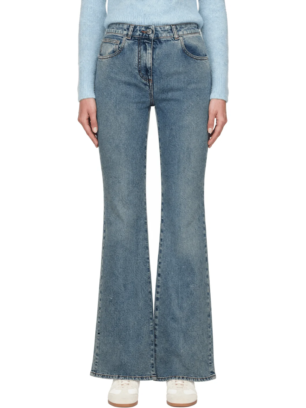 Blue Bootcut Faded Denim Jeans - 1