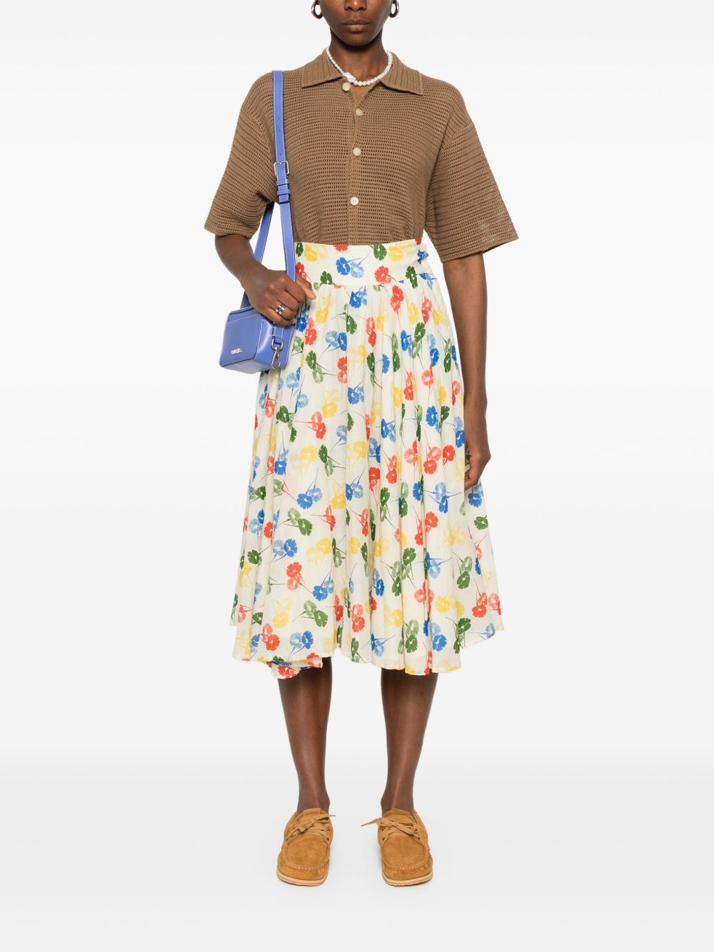 flower stamp midi dress - 2