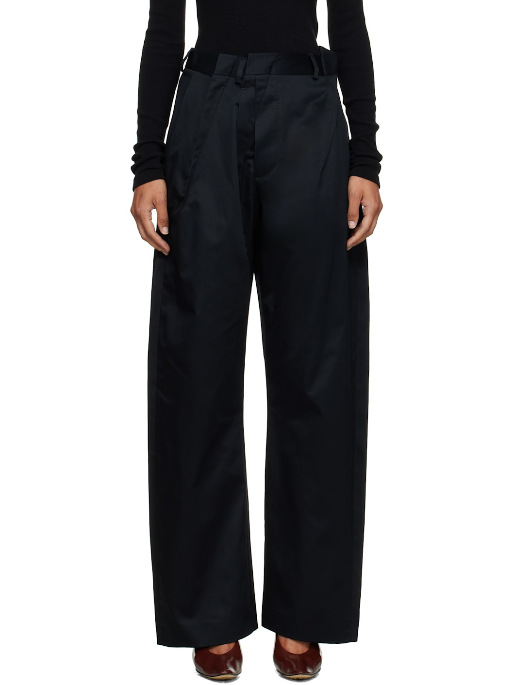Black Tapered Leg Trousers - 1