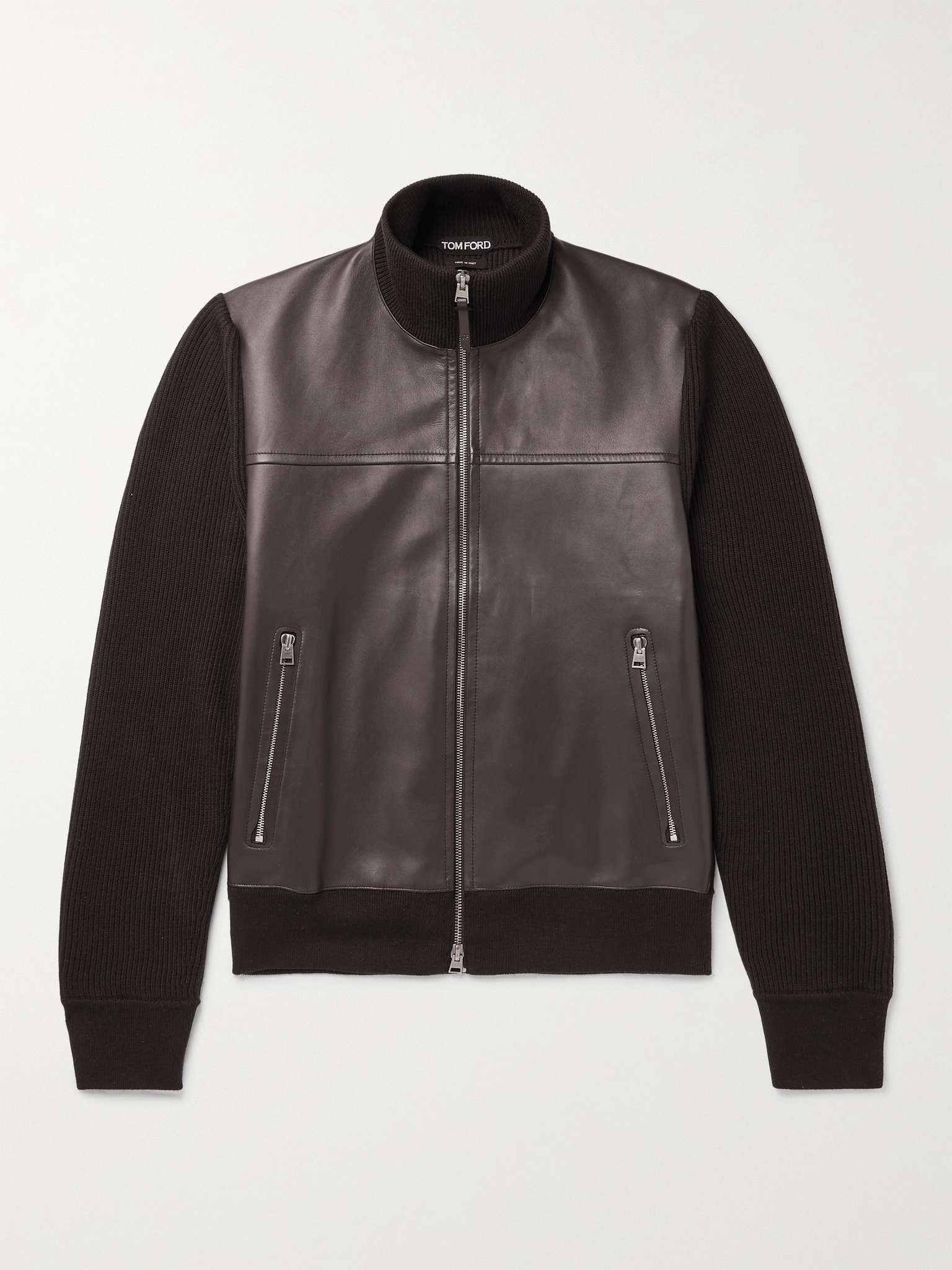 Panelled Leather and Merino Wool Blouson Jacket - 1