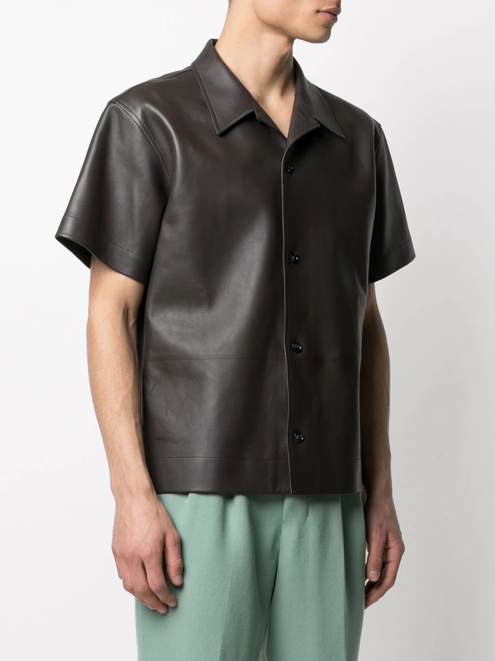 short-sleeve leather shirt - 3