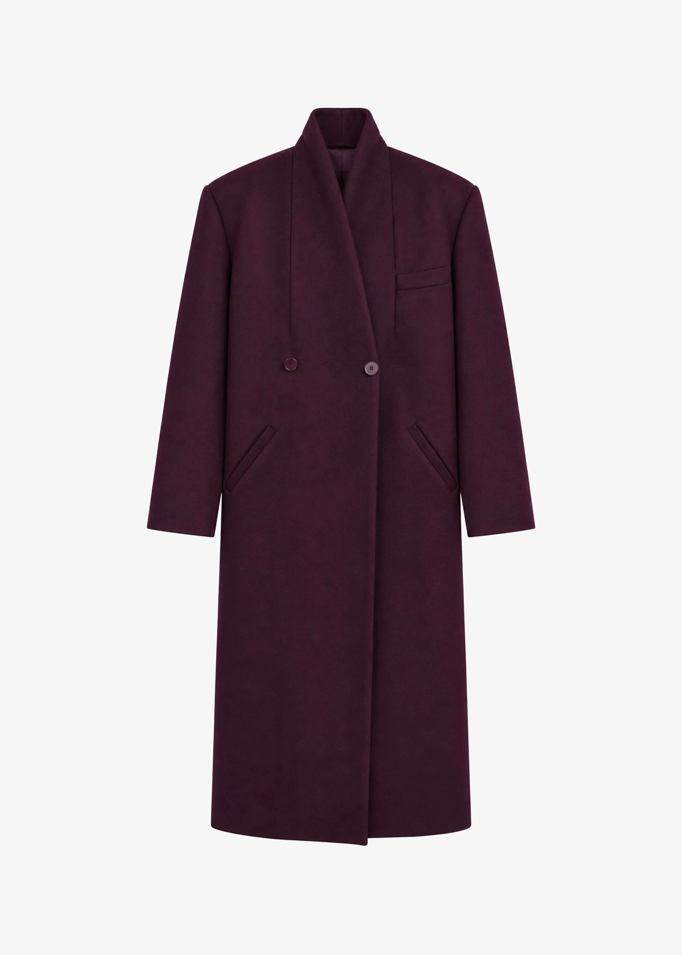 Brea Collarless Coat - Burgundy - 1