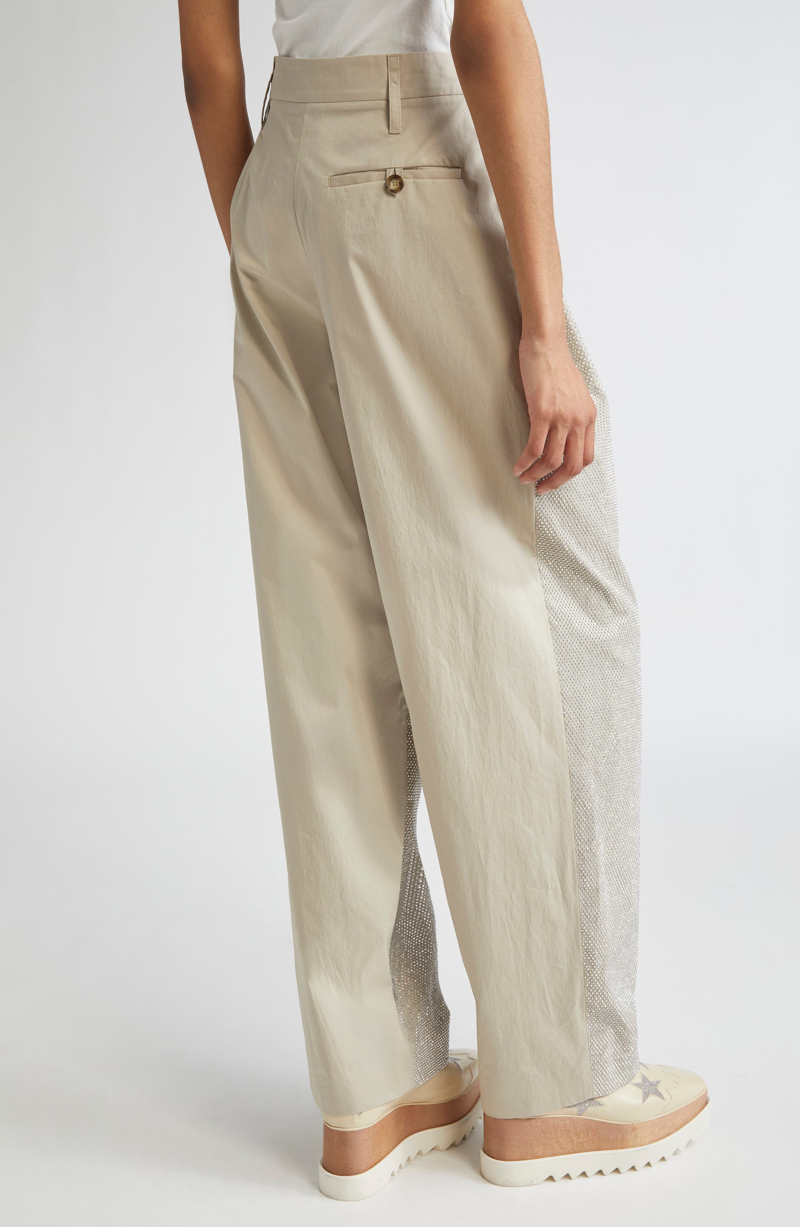 Stella McCartney Hotfix Crystal Embellished Balloon Leg Pants in Pebble at Nordstrom - 2