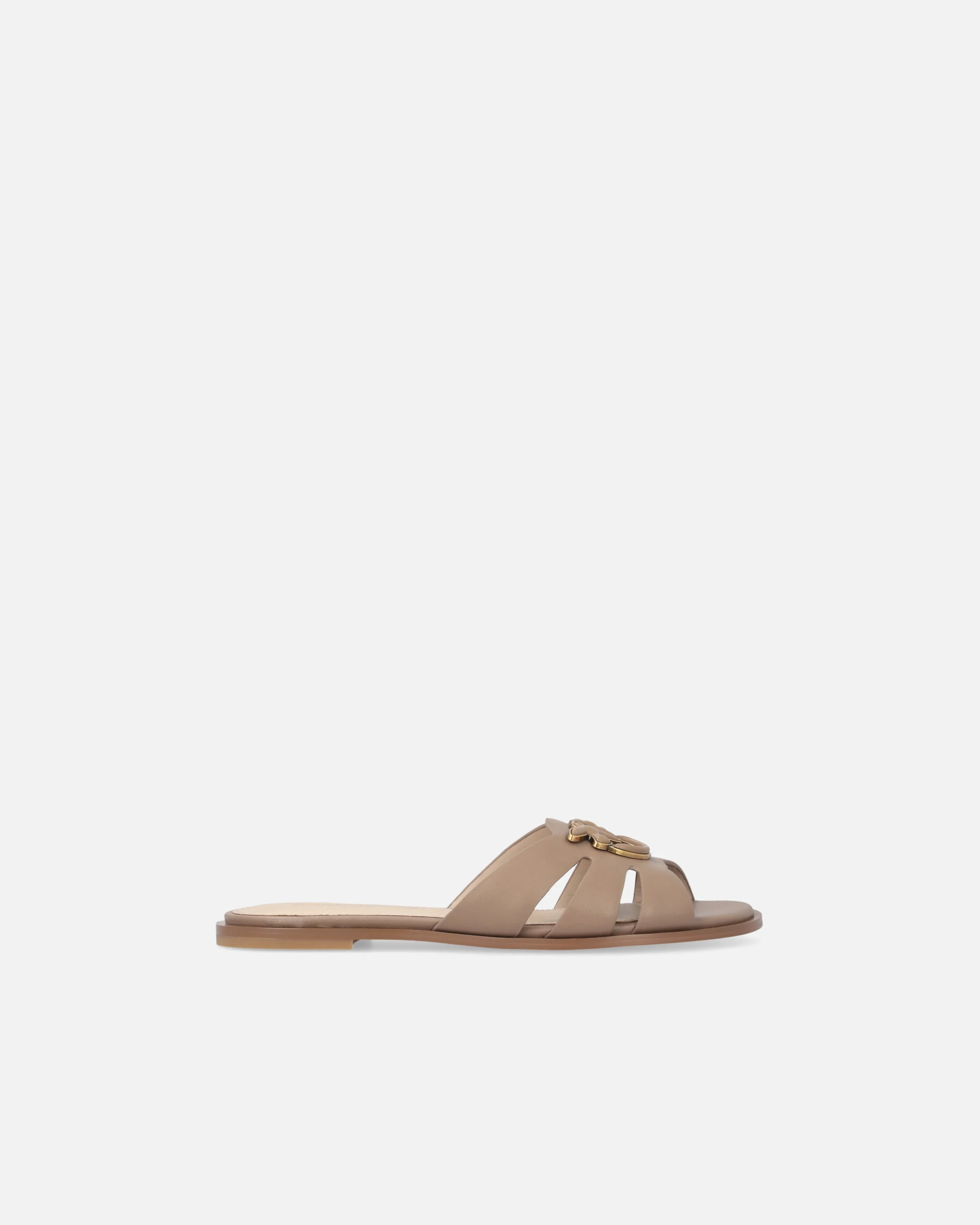 LEATHER SLIP-ON SANDALS WITH LOVE BIRDS LOGO - 1