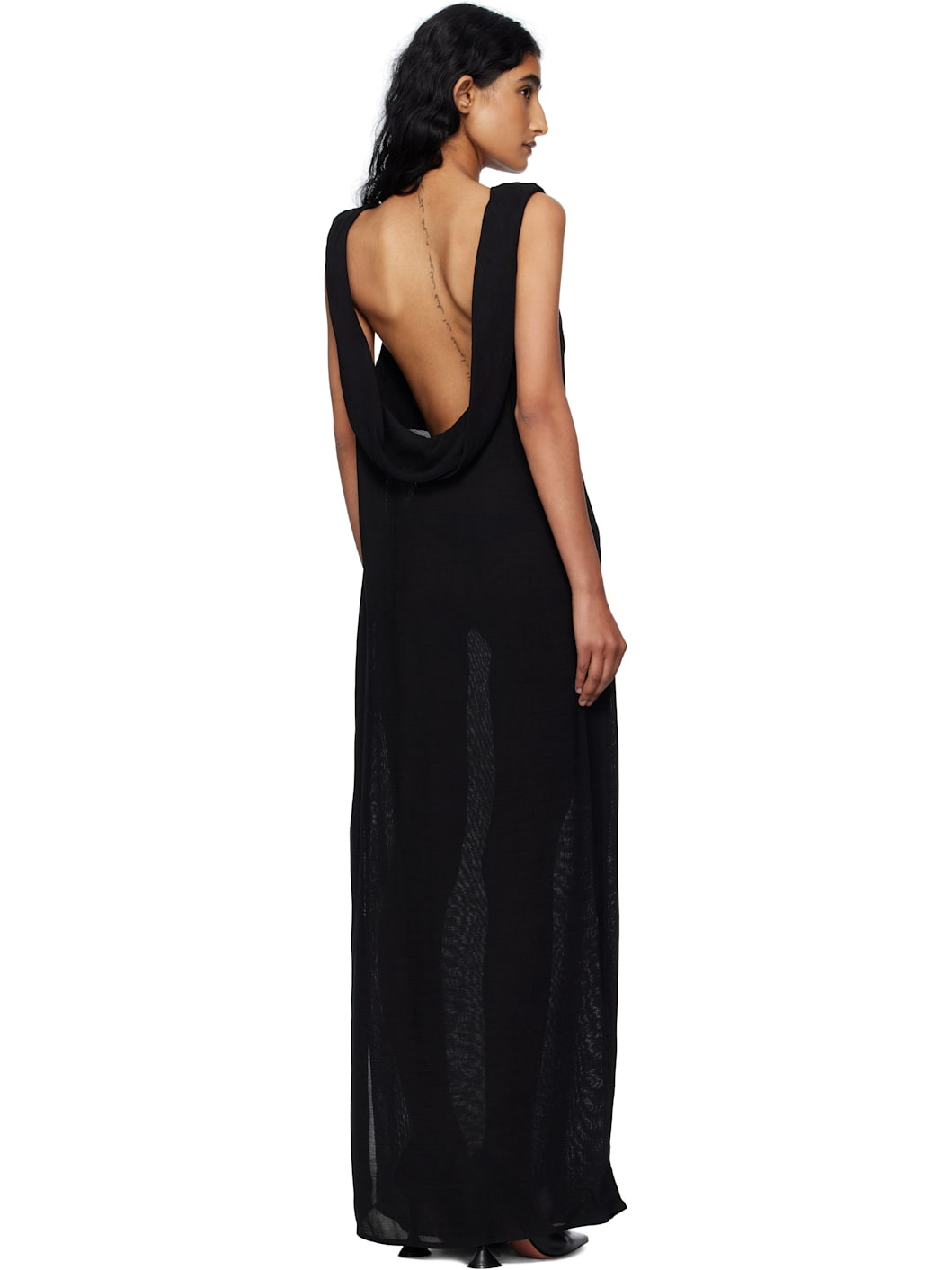 Black Cowl Back Maxi Dress - 3