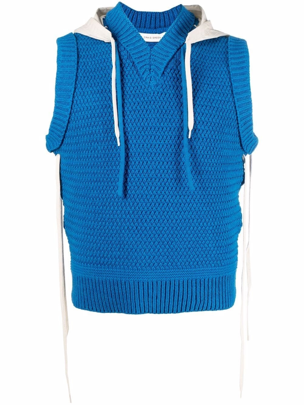 hooded sleeveless sweater - 1