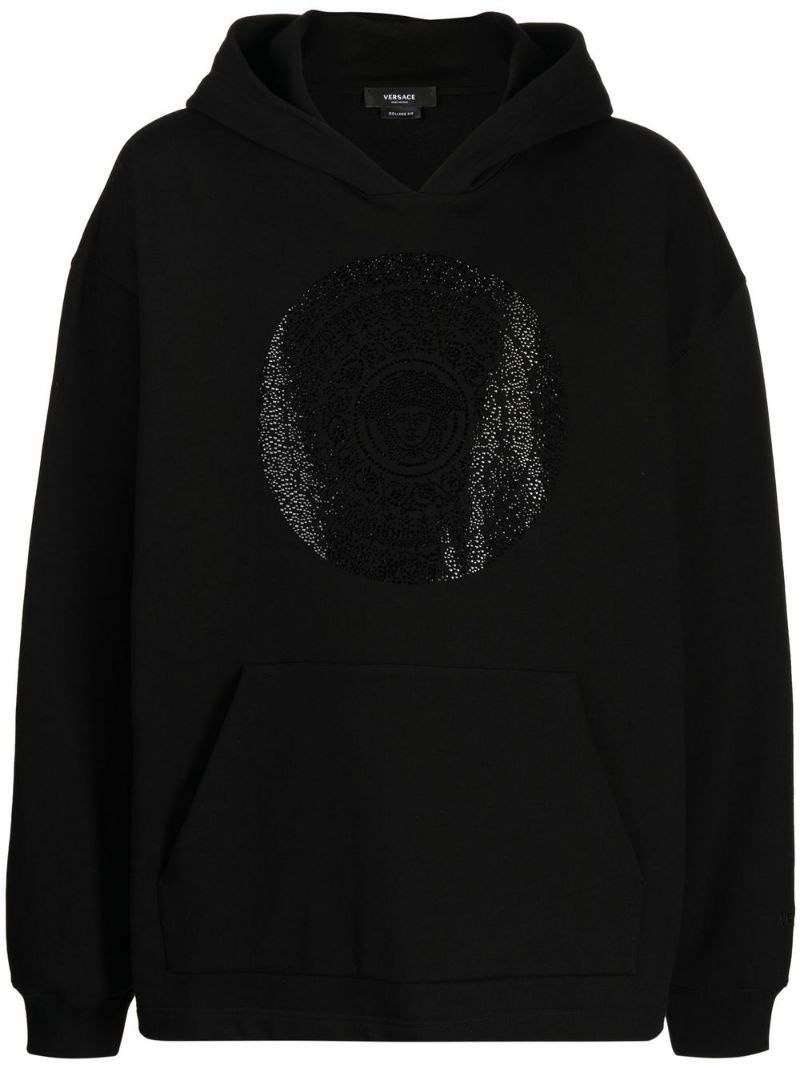 embellished Medusa-print hoodie - 1