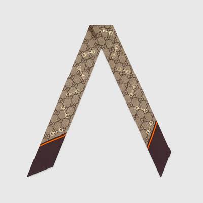 GUCCI GG print with Horsebits silk neck bow outlook