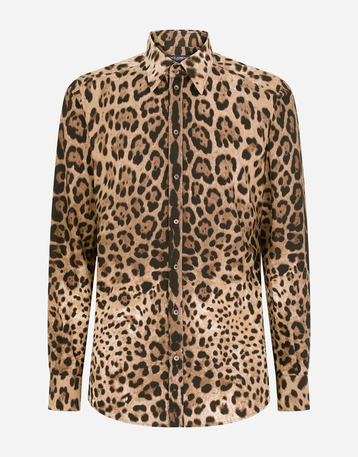 Cotton Martini-fit shirt with leopard print - 3