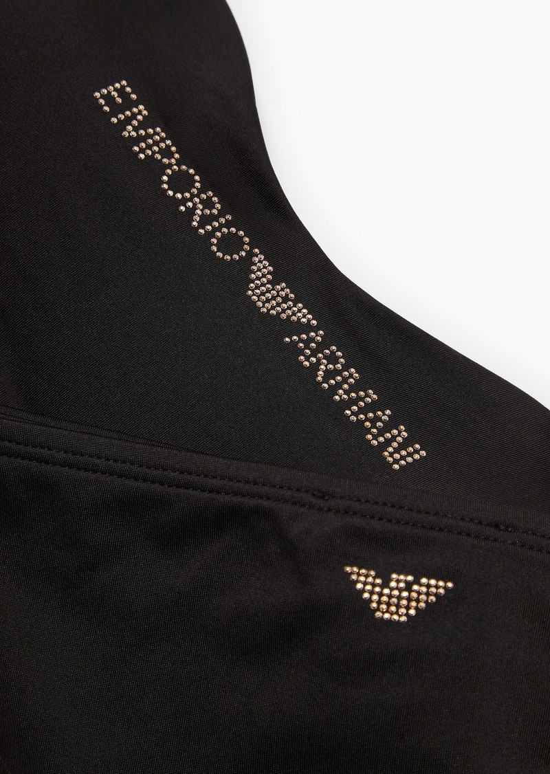 EMPORIO ARMANI Lycra padded bandeau bikini with micro-studded logo outlook